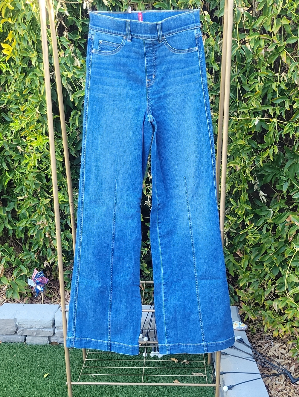 SPANX Everywear Seamed Front Wide-Leg High-Rise Jeans Vintage Indigo Small Tall